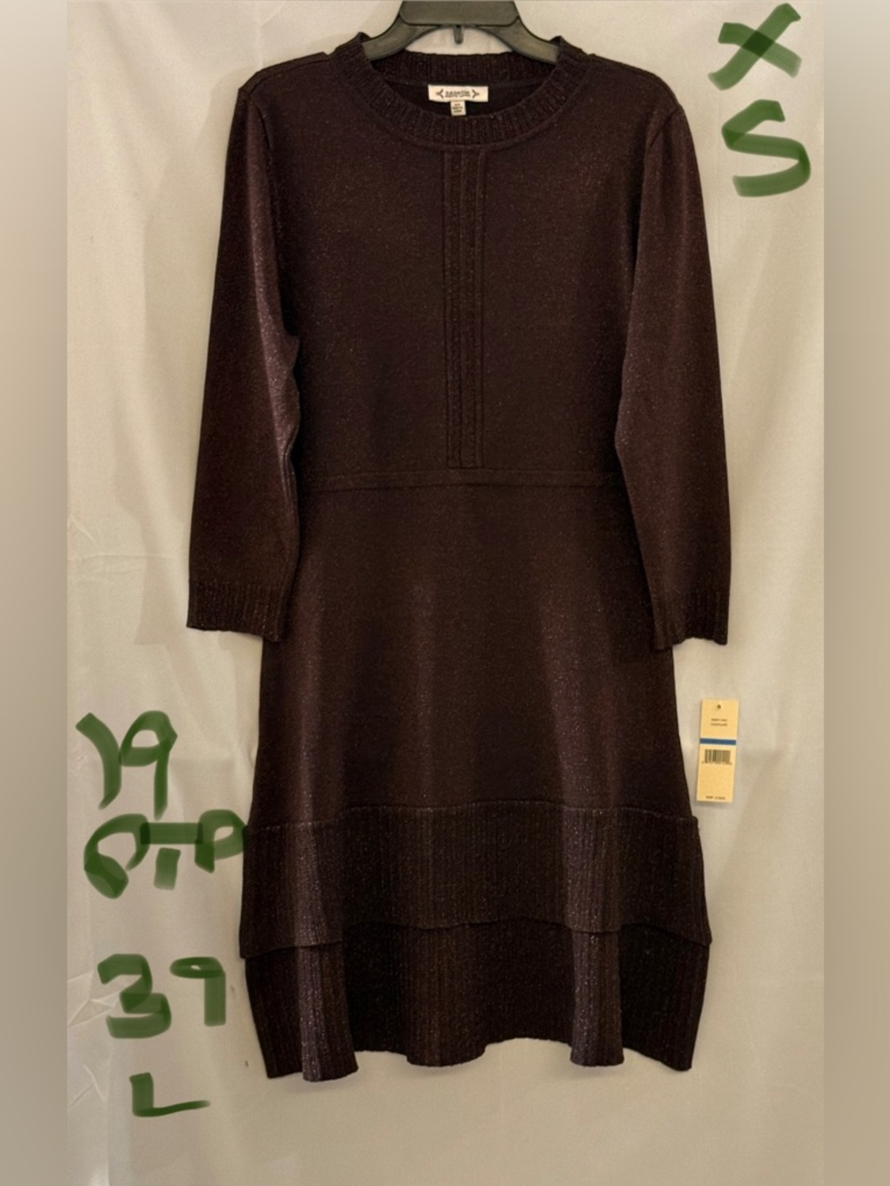 Nannette Dark Brown Long-Sleeve Knit Dress